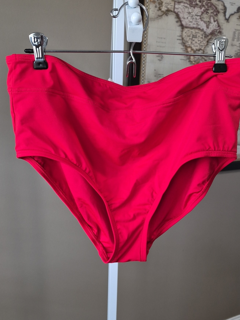 Lands End High-Waist Solid Bikini Bottoms Red Size 14